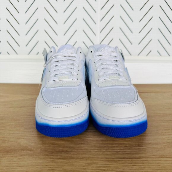 ❤️Rare Nike Air Force 1 Shadow Womens Shoes Sz 7.5 White Blue Sneaker FJ4567-100 - Picture 4 of 12